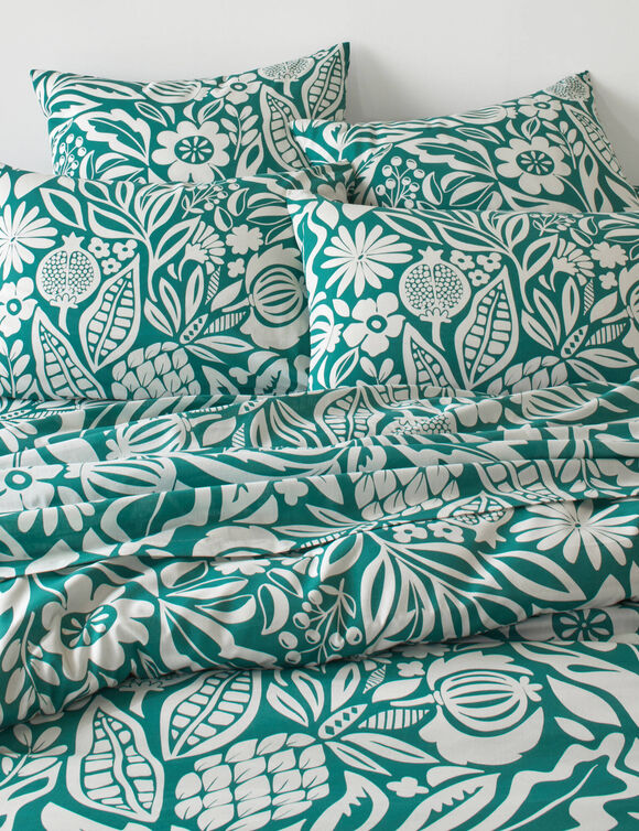Linge de lit Montego en coton imprim&eacute;  (vert)