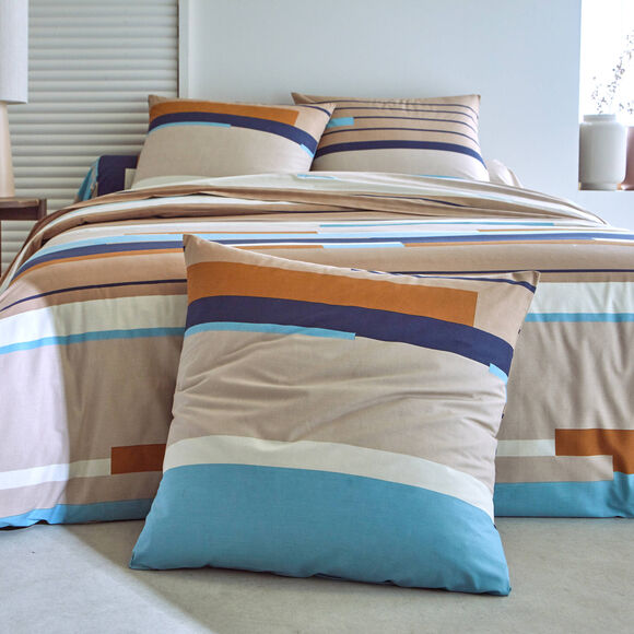 Linge de lit Liam imprimé géométrique - en coton (beige)
