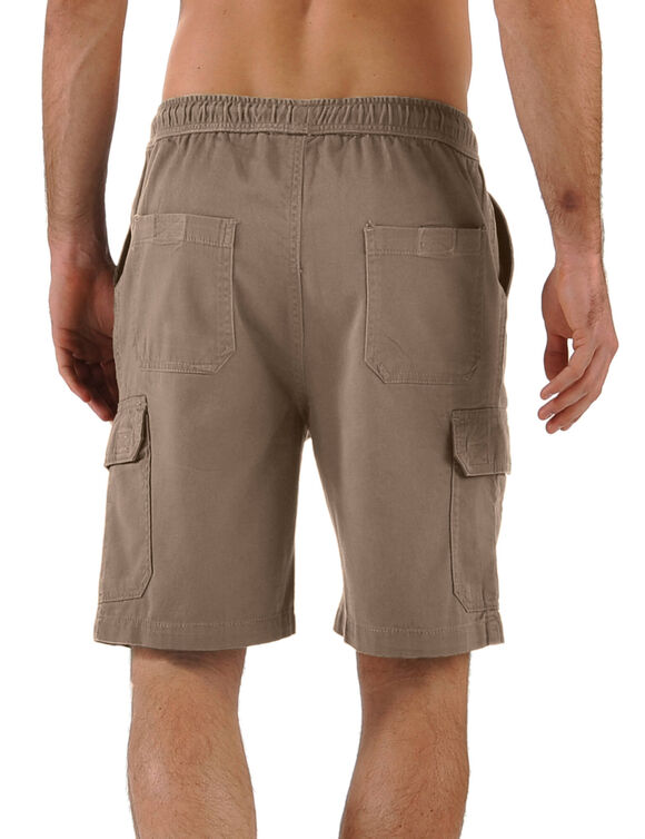 Bermuda cargo gabardine met elastische tailleband (beige)