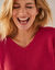 Trui met V-hals, patenttricot met zachte touch (framboos)