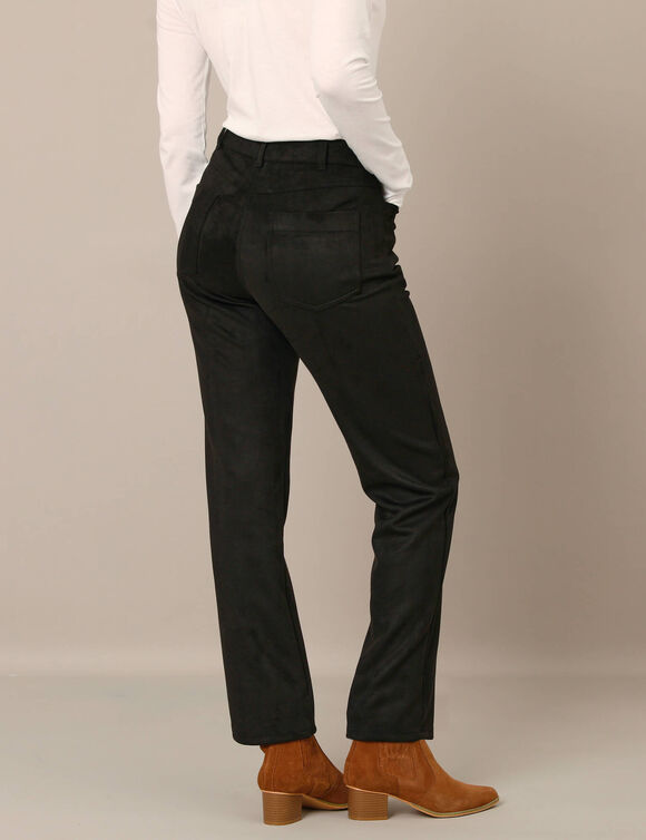 Pantalon droit, maille suédine (noir)