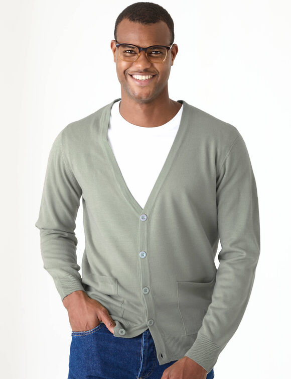 Gilet boutonn&eacute; manches longues (vert amande)