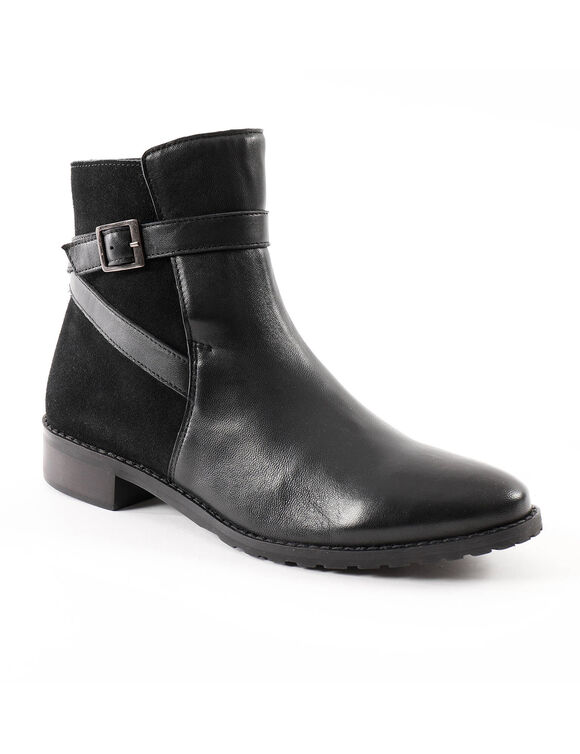 Boots boucle cuir bi-matière. (noir)
