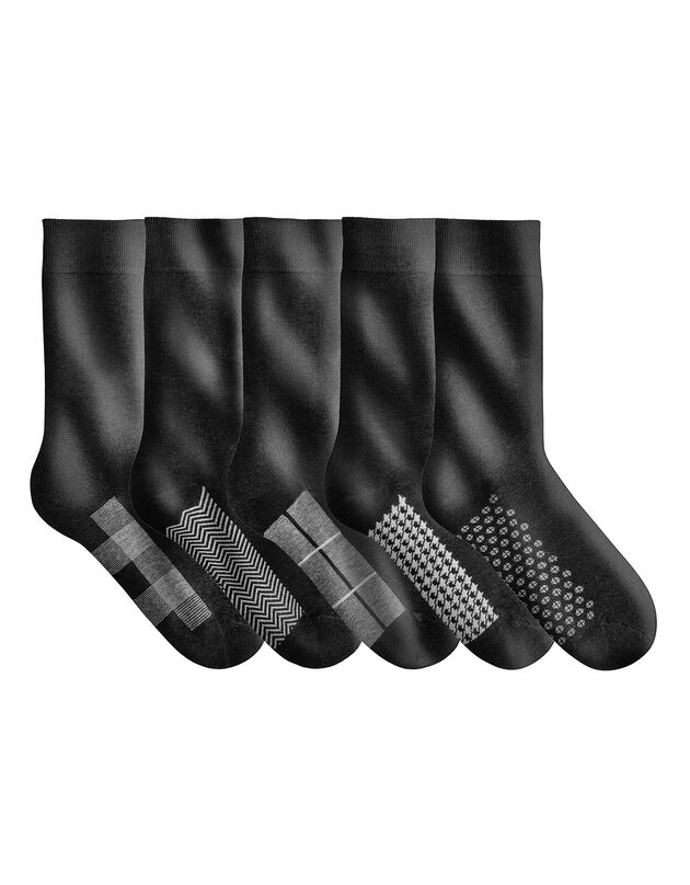 Mi-chaussettes fantaisie - lot de 5 paires (gris)