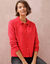 Gilet col polo uni, maille moelleuse (rouge)