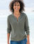Vest met rits in patenttricot met mohairtouch (kaki)