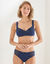 Soutien-gorge coton dentelle uni Coria - sans armatures (marine)