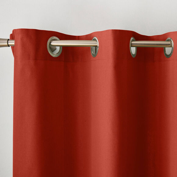 Rideau bachette uni tamisant oeillets (terracotta)