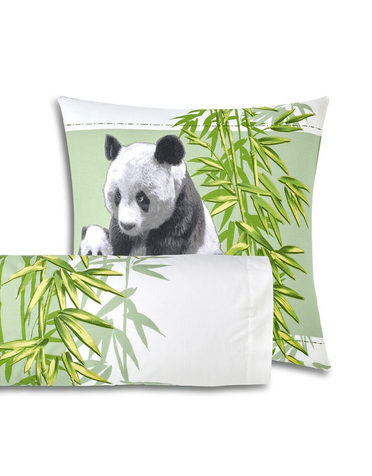 Linge de lit imprimé Pandas en polycoton, vert Linge de lit imprimé Pandas en polycoton, vert, hi-res image number 2