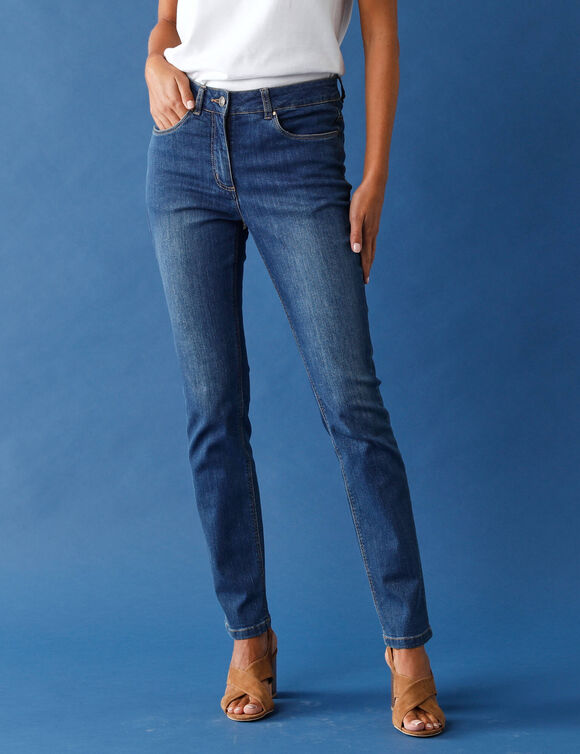 Stretchjeans met recht model (stone)
