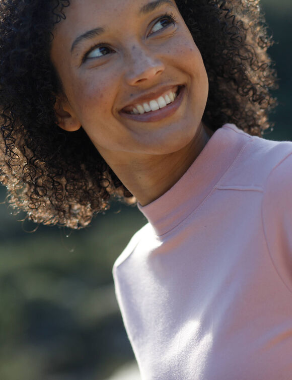 T-shirt molleton anti-froid, col montant   (rose poudré)
