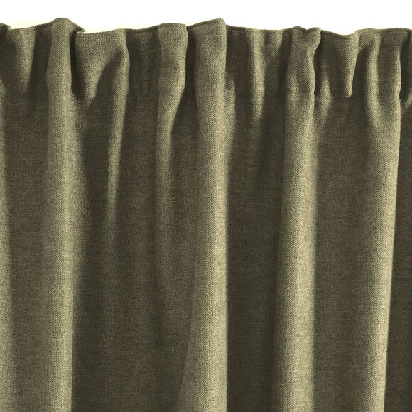Verduisterend en isolerend gordijn met fronsgalon (kaki)