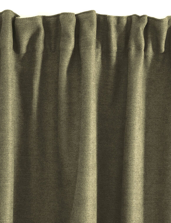 Rideau occultant et isolant finition galon fronceur (kaki)