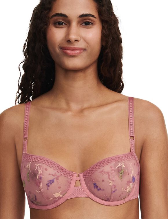Soutien-gorge corbeille tulle brodé Suzy, avec armatures (rose)