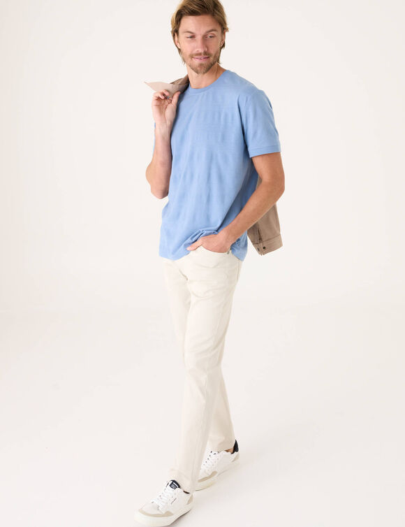 T-shirt maille piqu&eacute;e textur&eacute;e manches courtes   (bleu)