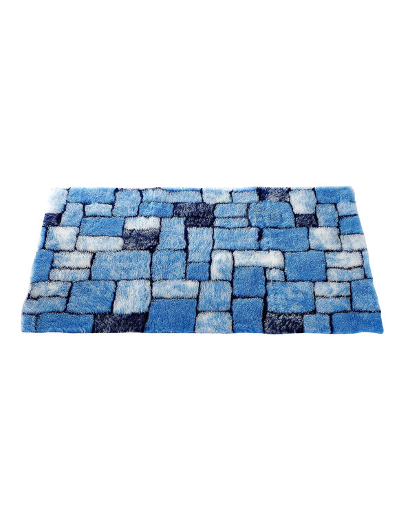 Badtapijtje mozaïek met pluchetouch (blauw)