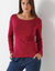 Effen T-shirt met lange mouwen in biokatoen(**) (pruim)