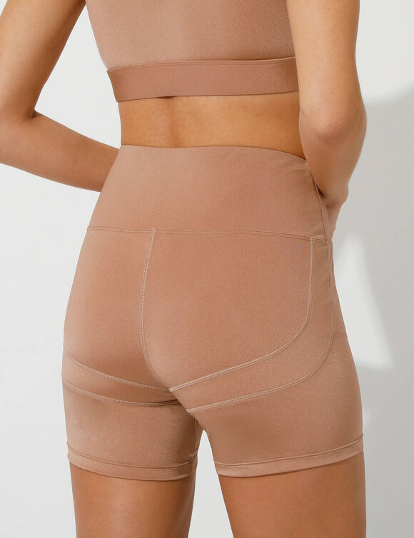Short de sport "remontes fesses" en microfibre (marron glacé)