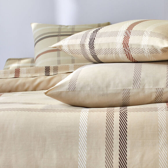 Linge de lit Karl imprimé écossais, en coton (beige)