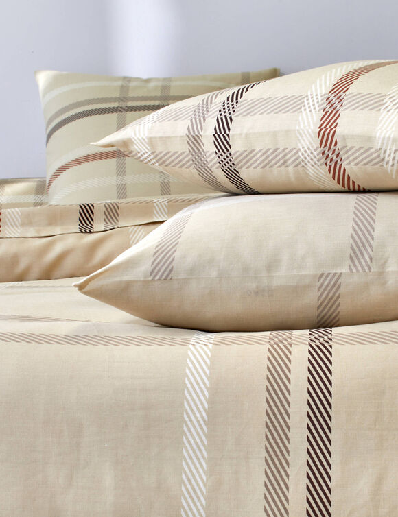 Linge de lit Karl imprimé écossais, en coton  (beige)