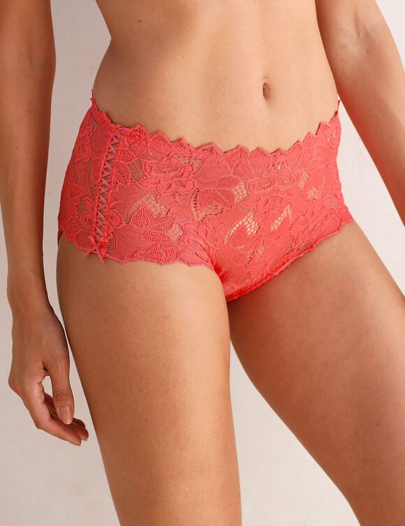 Culotte haute dentelle unie Arum (rose indien)