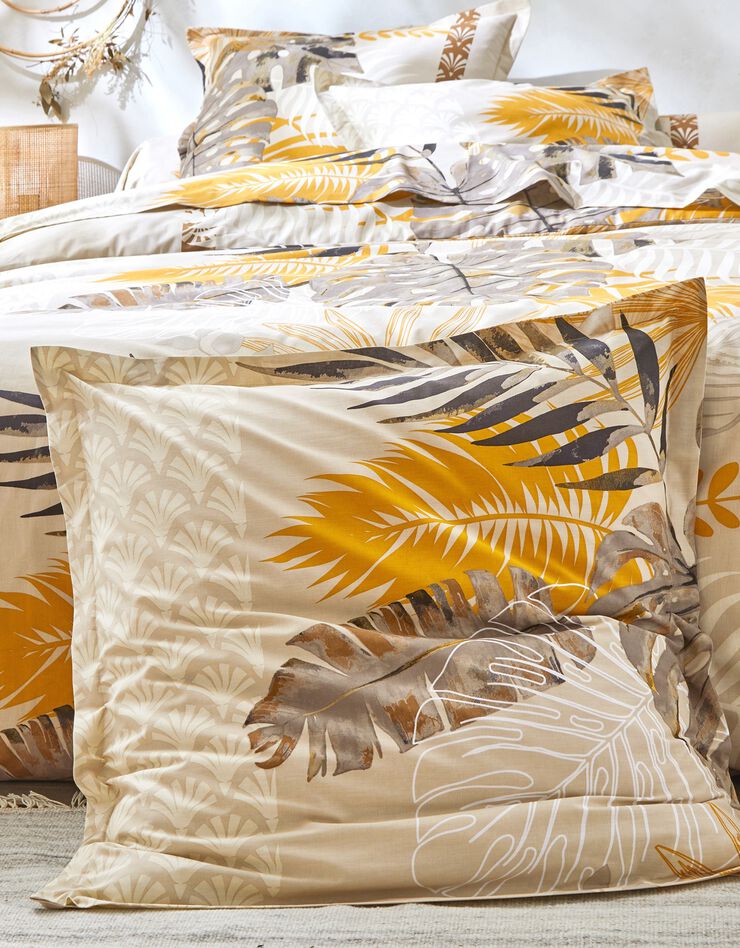 Bedlinnen Cayenne, in katoen met palmboomprint, beige Bedlinnen Cayenne, in katoen met palmboomprint, beige, hi-res image number 1