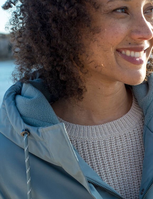 Parka imperméable zippée, à capuche (vert grisé)