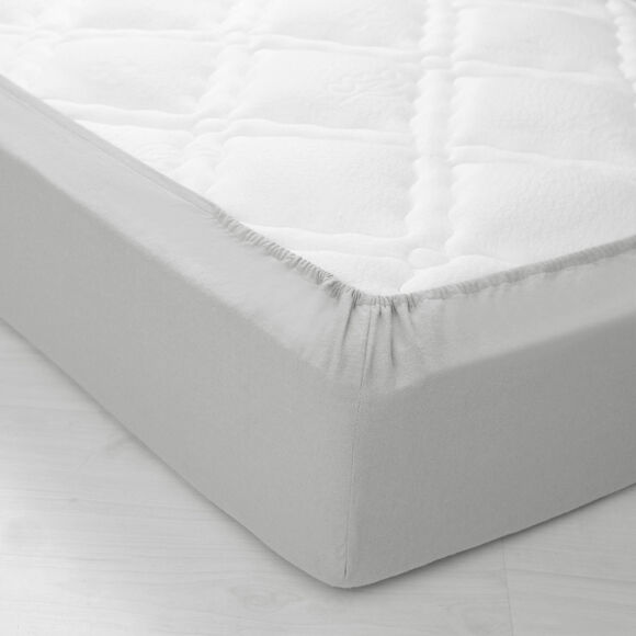 Effen hoeslaken van flanel, 130 g/m&sup2; - randbreedte 32 cm (parelgrijs)