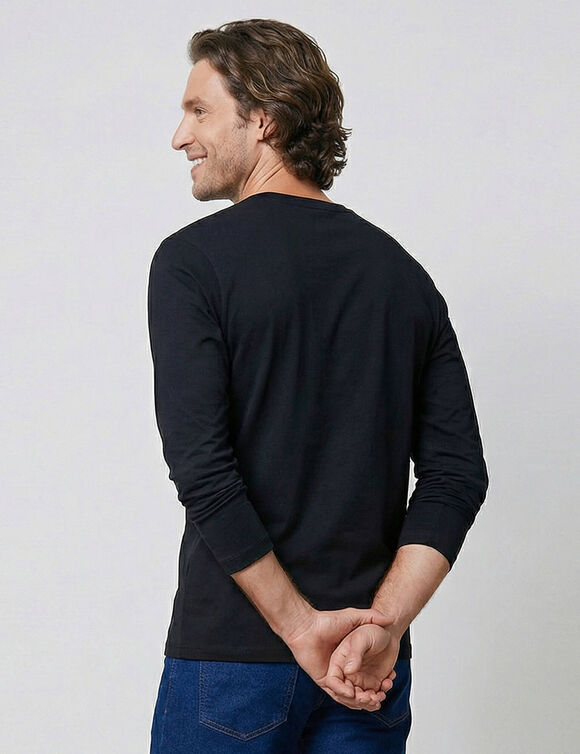 T-shirt met ronde hals en lange mouwen, per stuk. (zwart)