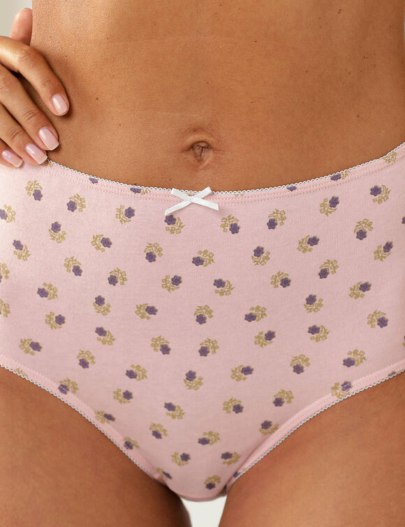 Katoenen slipje in maxi-vorm met &bdquo;Indiase bloemen&ldquo;-motieven &ndash; Set van 4 (roze)