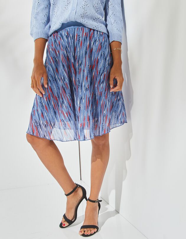 Jupe courte imprimé ethnique, voile (bleu / marine)
