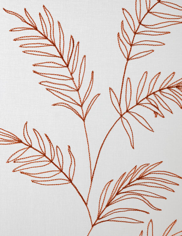 Vitrage voile brodé grandes feuilles - la paire (terracotta)