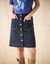 Jupe courte évasée boutonnée, jean (brut)
