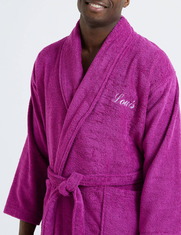 Peignoir mixte adulte éponge bouclette col châle personnalisable (bruyère)