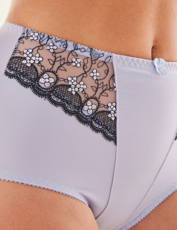 Gainette microfibre tulle brod&eacute; Caminata (bleuet)