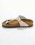 Leren teensandalen met verstelbare gesp (goudkleurig)