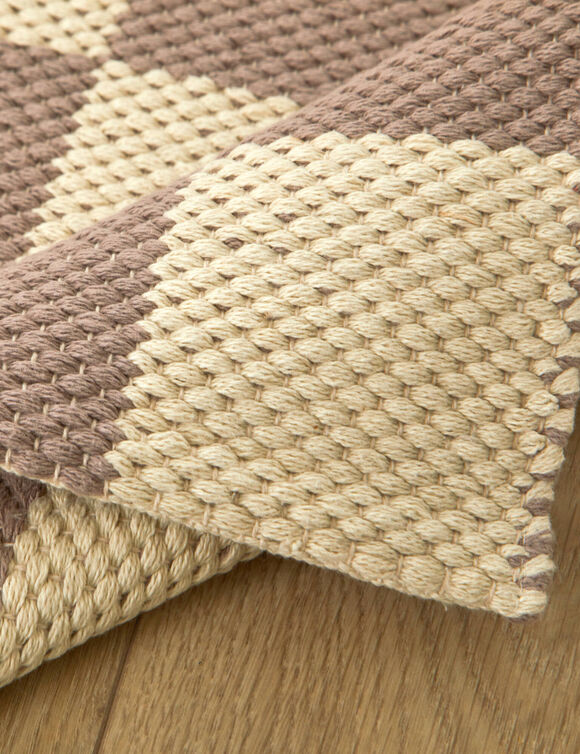 Decoratief tapijt met dambordmotief (taupe / zandkleur)
