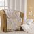 Plaid met franjes en metallic bladerenprint (naturel)
