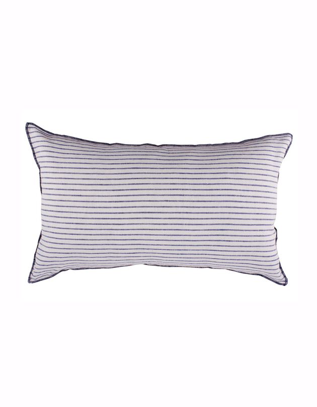 Coussin rayé rectangulaire (blanc / marine)
