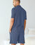 Pyjama short boutonn&eacute; en maille imprim&eacute;e  (marine)