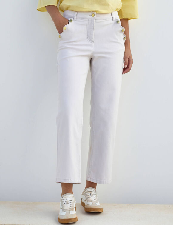 Pantalon coupe droite 7/8ème (écru)