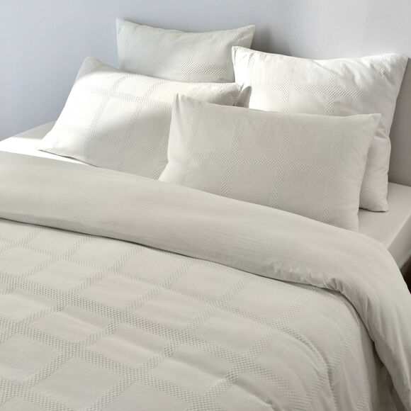 Linge de lit gaufré en coton uni (écru)