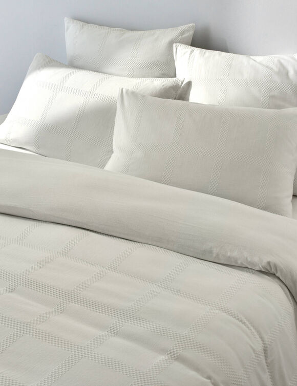 Linge de lit gaufré en coton uni (écru)