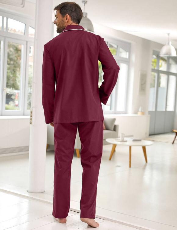 Pyjama uni popeline polyester/coton (bordeaux)
