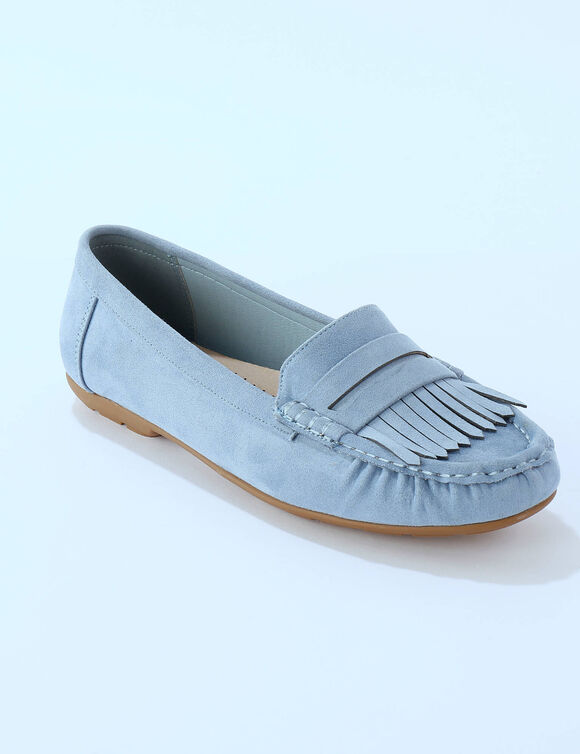 Soepele mocassins in microvezeltextiel (blauw)