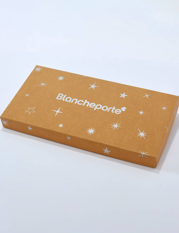 Box met 4 katoenen servetten, geborduurd (roze + geel)