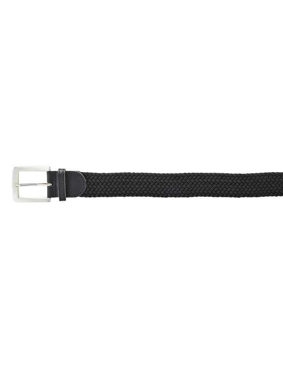 Ceinture tress&eacute;e extensible finitions cuir (noir)