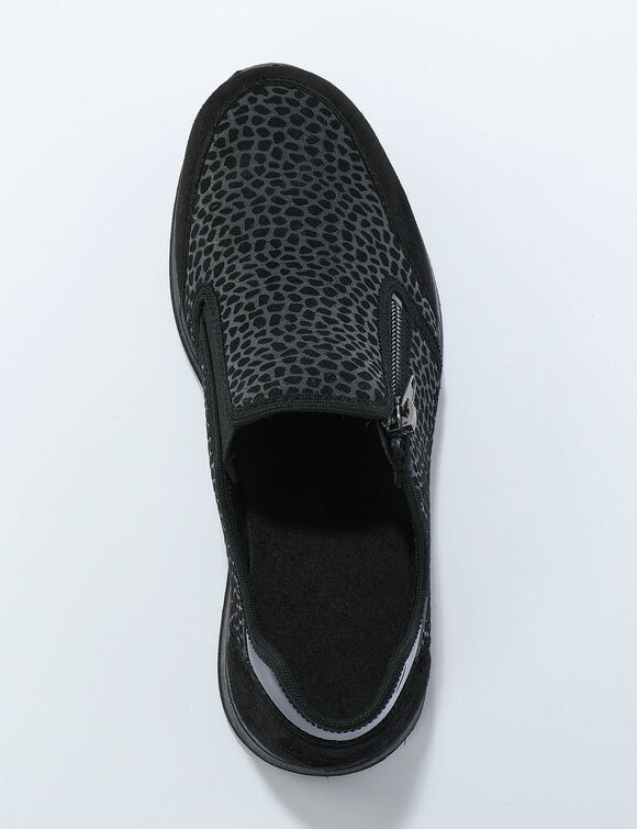 Baskets zipp&eacute;es sp&eacute;cial pieds sensibles en tissu extensible  (noir)