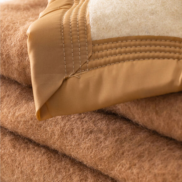 Couverture bicolore pure laine 800 g/m² (chamois)