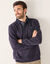 Warm sweatshirt met polo-kraag, geborduurd borduurpatroon op de borst en geribd tricot (marine)